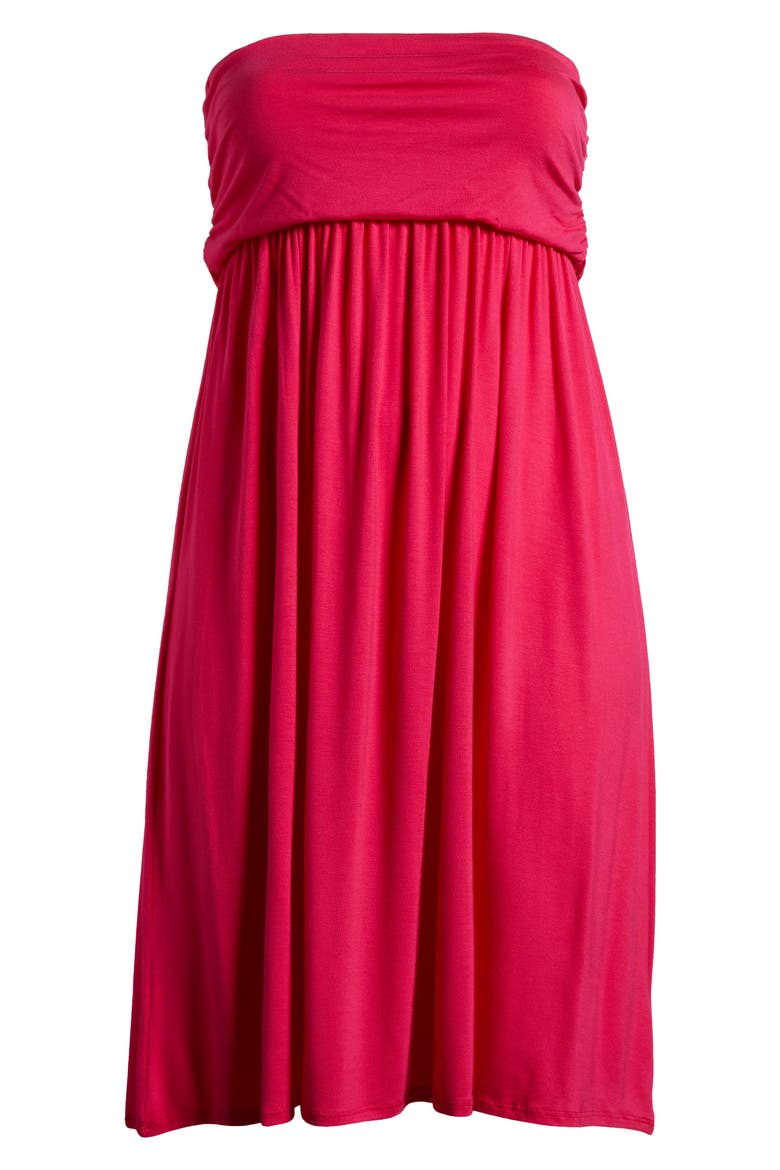 Strapless Jersey Midi Dress, Alternate, color, PINK