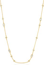 Crislu Princess & Oval Cubic Zirconia Station Chain Necklace