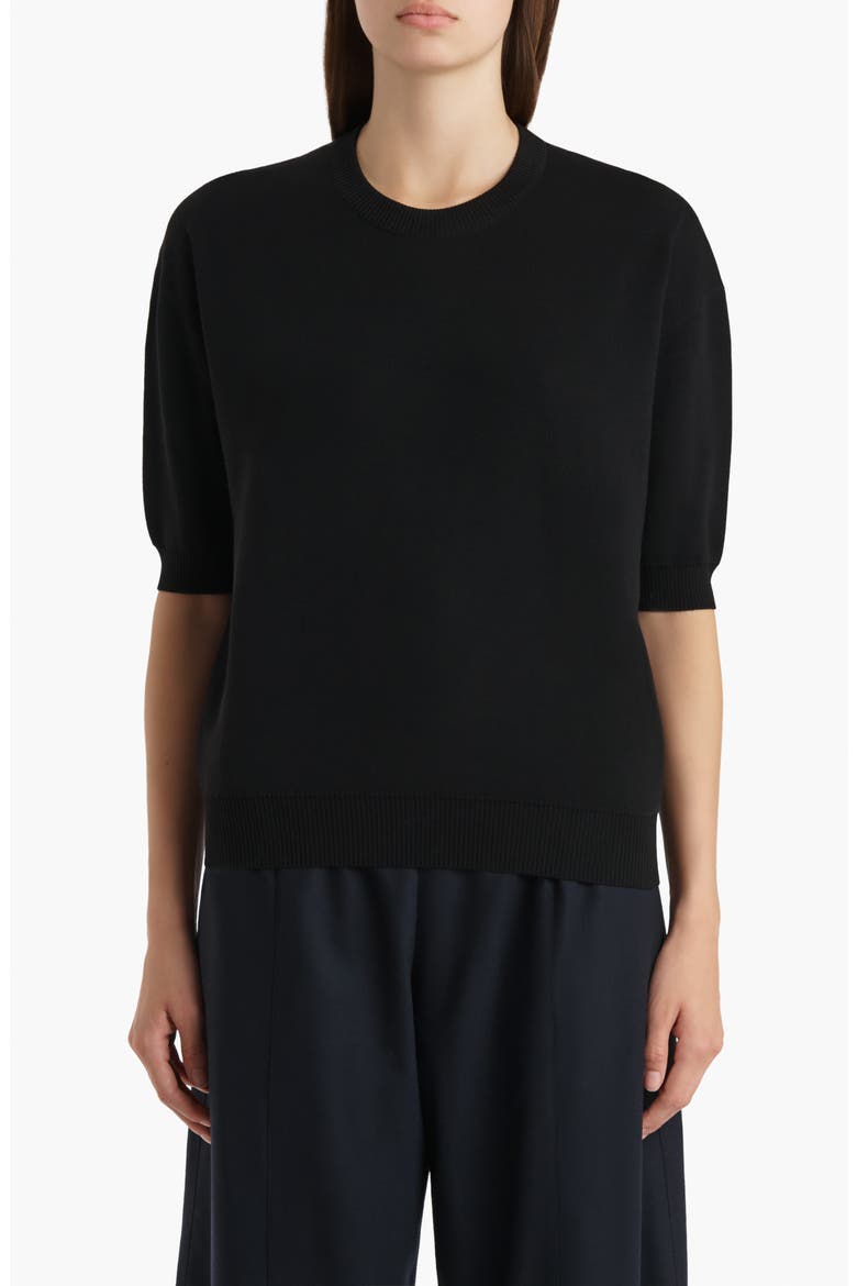 Faye Short Sleeve Sweater, Main, color, BLACK
