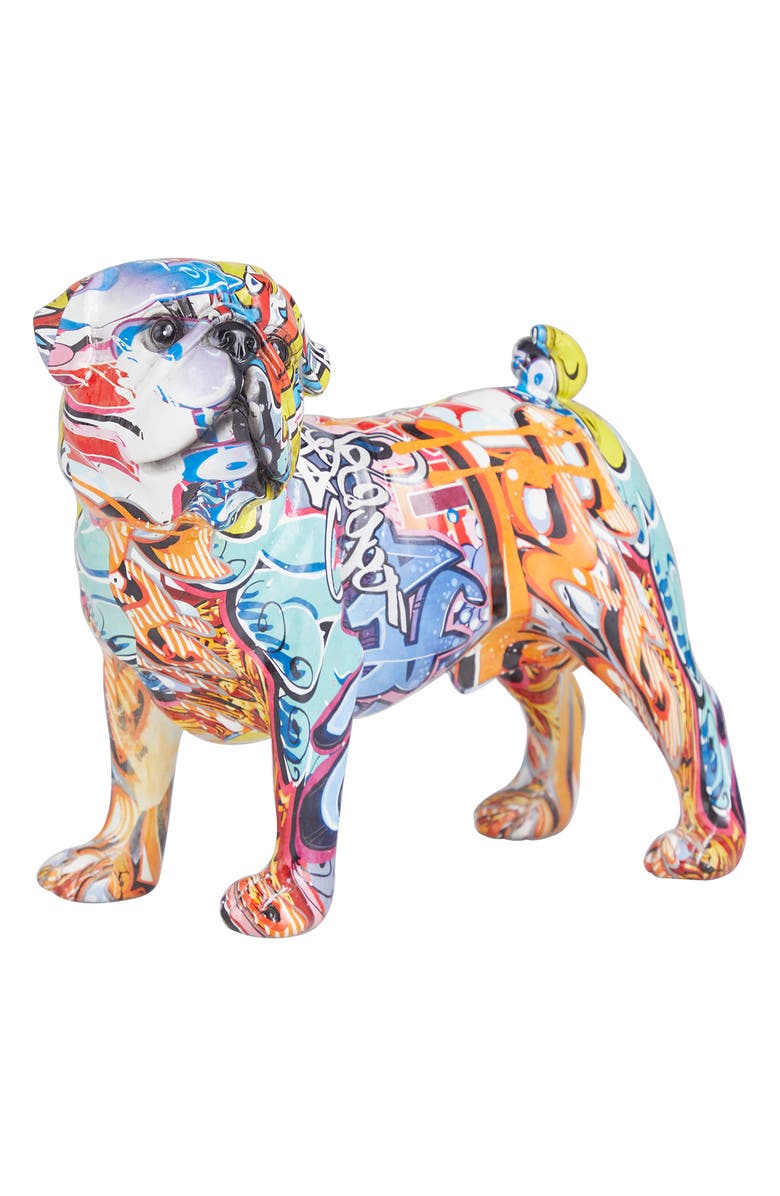 Novogratz Multi Colored Polystone Graffiti Bulldog Sculpture, Alternate, color,