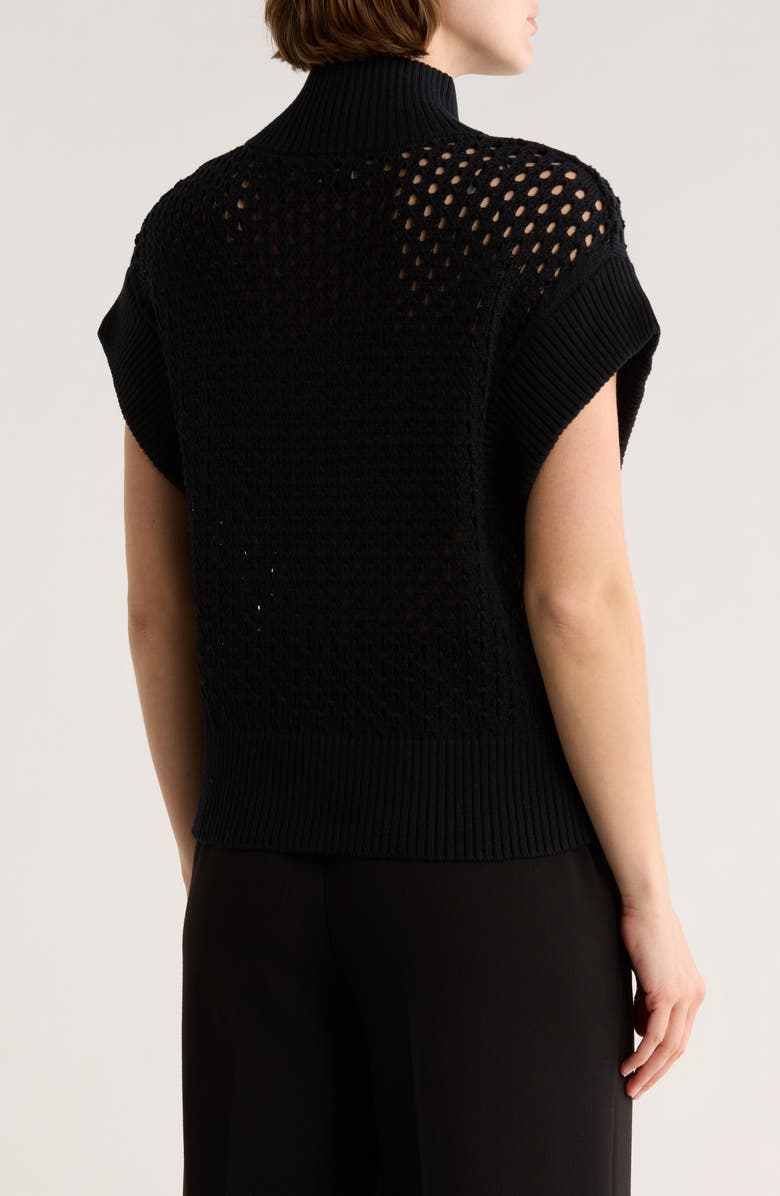 ELIE ELIE TAHARI Open Stitch Sleeveless Quarter Zip Sweater, Alternate, color,