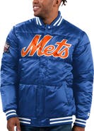 STARTER Men's Starter Royal New York Mets Bronx Satin Full-Snap Bomber Jacket