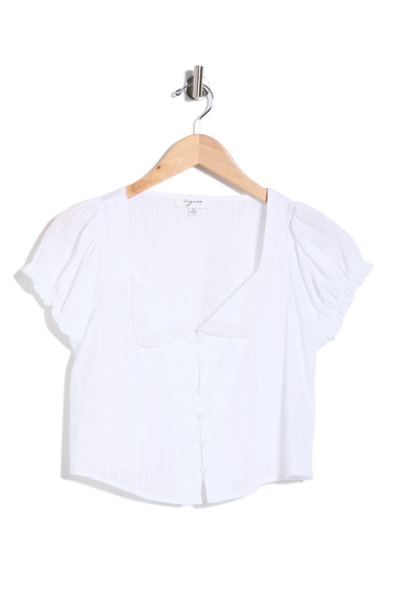Textured Collar Top, Alternate, color, WHITE