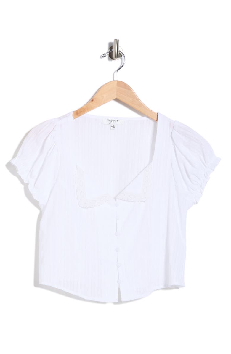 Vigoss Textured Collar Top, Main, color, White
