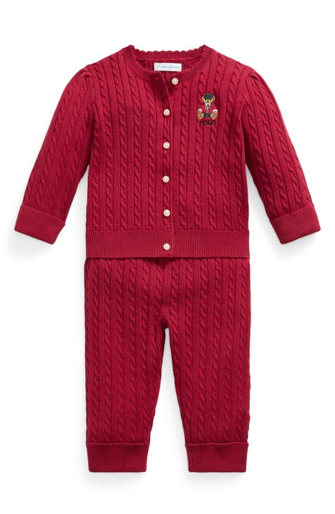 Kids' Polo Bear Cotton Sweater & Pants Set