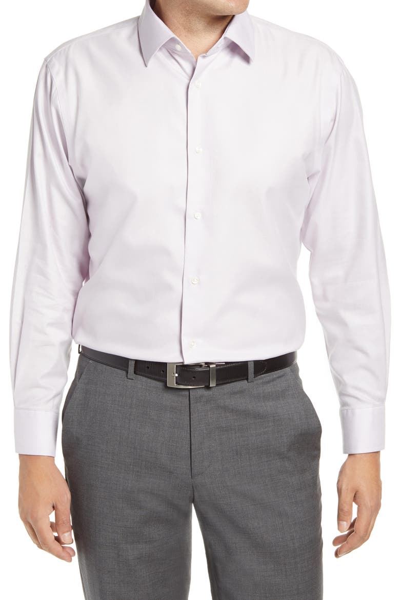 Traditional Fit Non-Iron Solid Stretch Dress Shirt, Main, color, LAVENDER