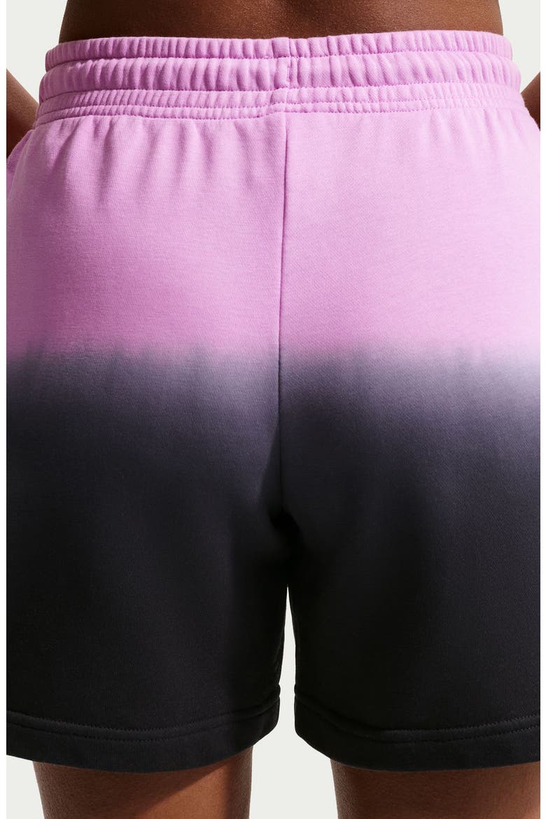 Phoenix Fleece Mid Rise Dip Dye Shorts, Alternate, color, LT MAGENTA/ BLACK/ BLACK