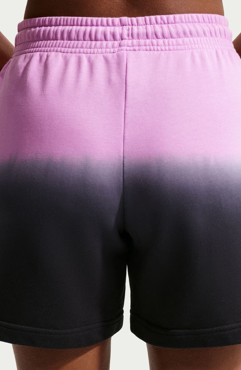 Nike Phoenix Fleece Mid Rise Dip Dye Shorts, Alternate, color, Lt Magenta/ Black/ Black