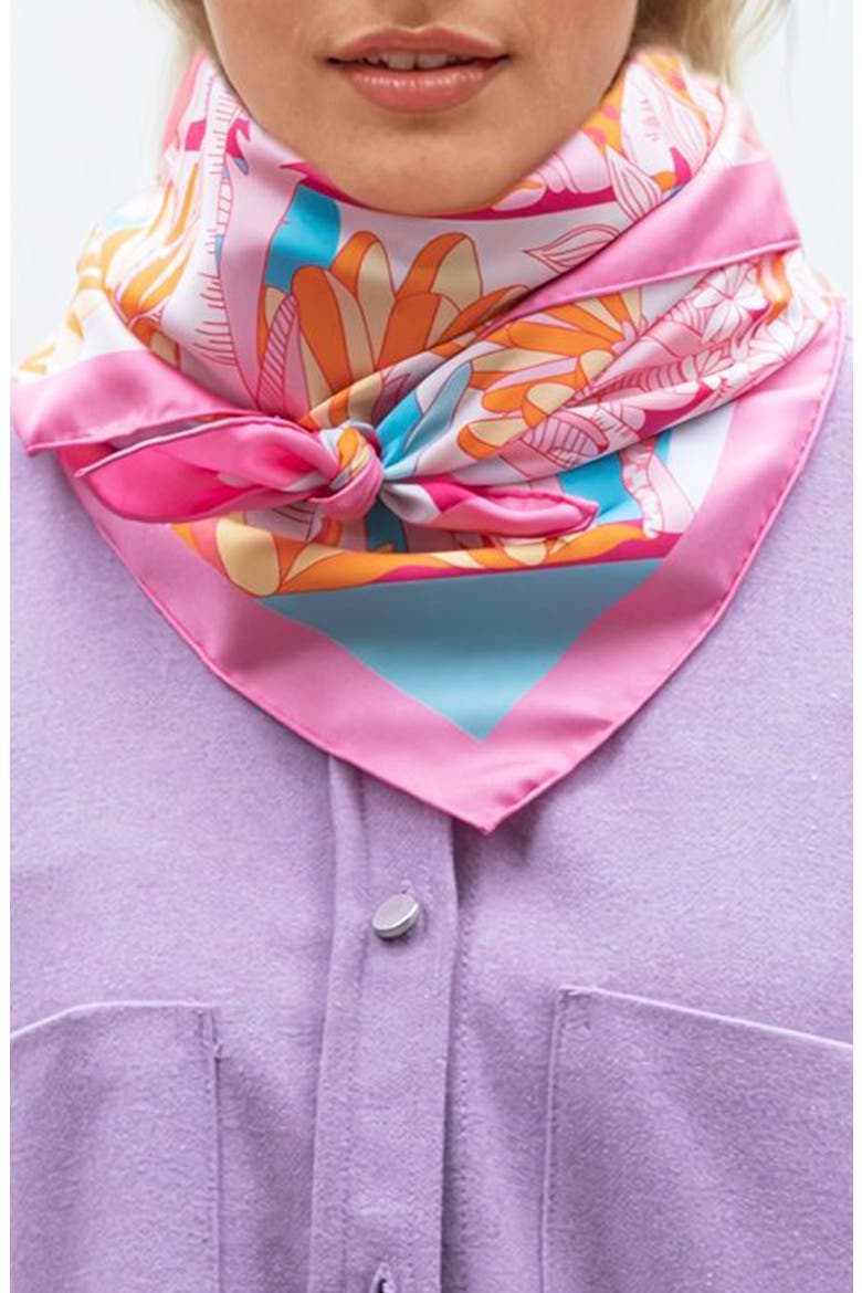 Double Sided Silk Scarf Of Around The World, Alternate, color, Pink
