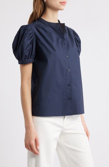 The Gathered Short Sleeve Button-Up Shirt
