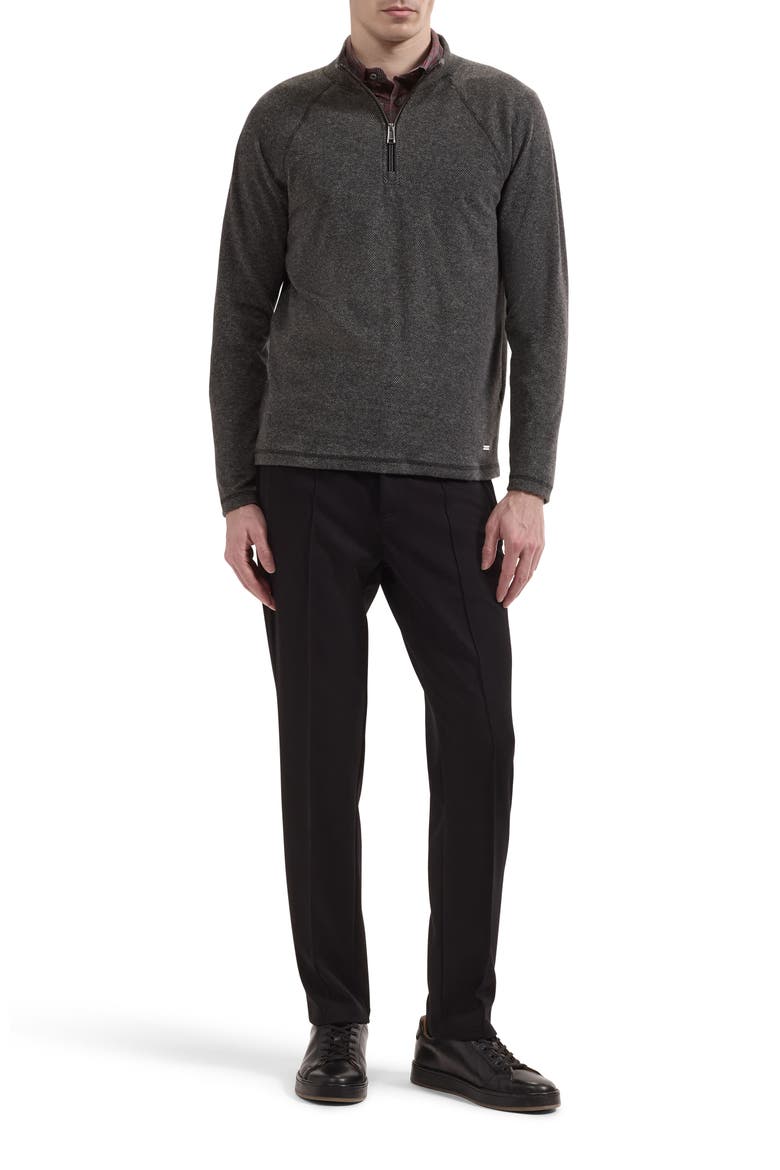 Herringbone Quarter Zip Knit Top, Alternate, color, BLACK