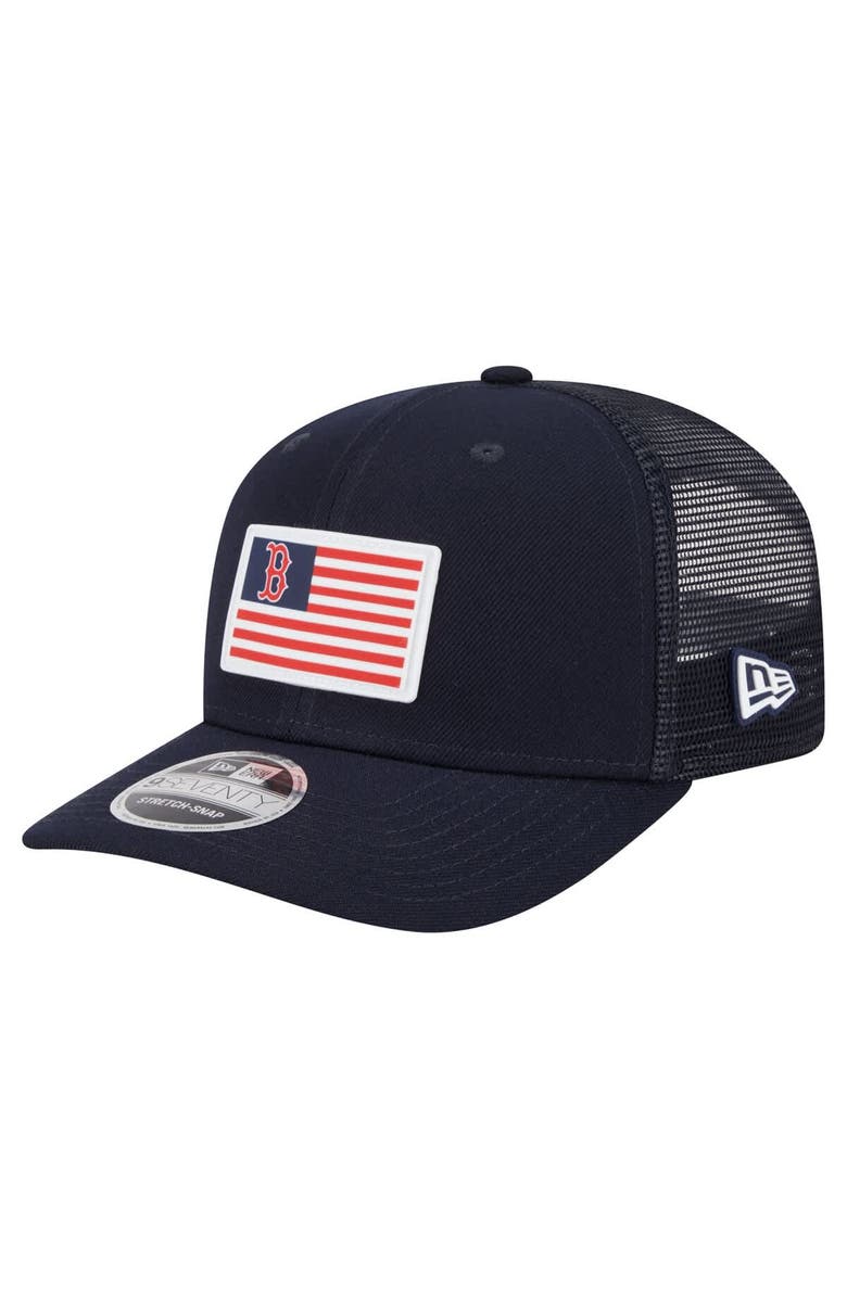 New Era Men's New Era Navy Boston Red Sox Flag 9SEVENTY Stretch-Snap Hat, Main, color, Navy