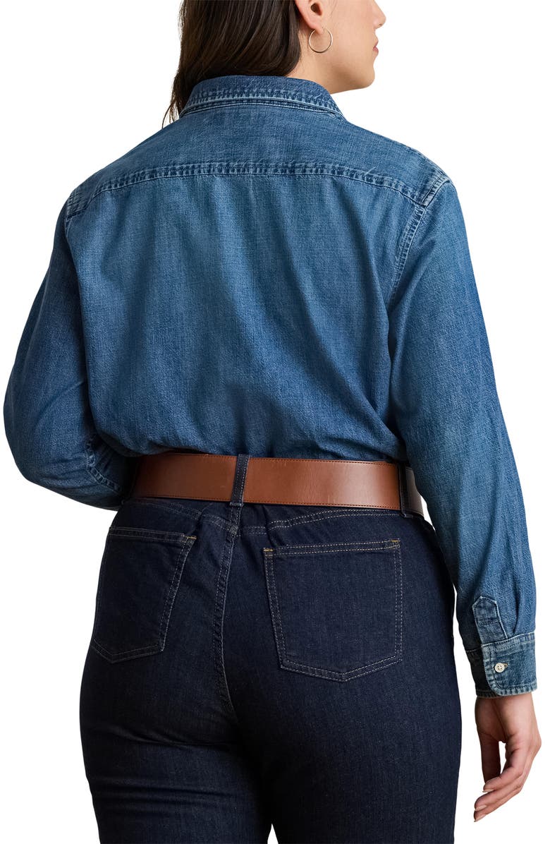 Lauren Ralph Lauren Jamelko Denim Button-Up Shirt, Alternate, color, Harvest Blue