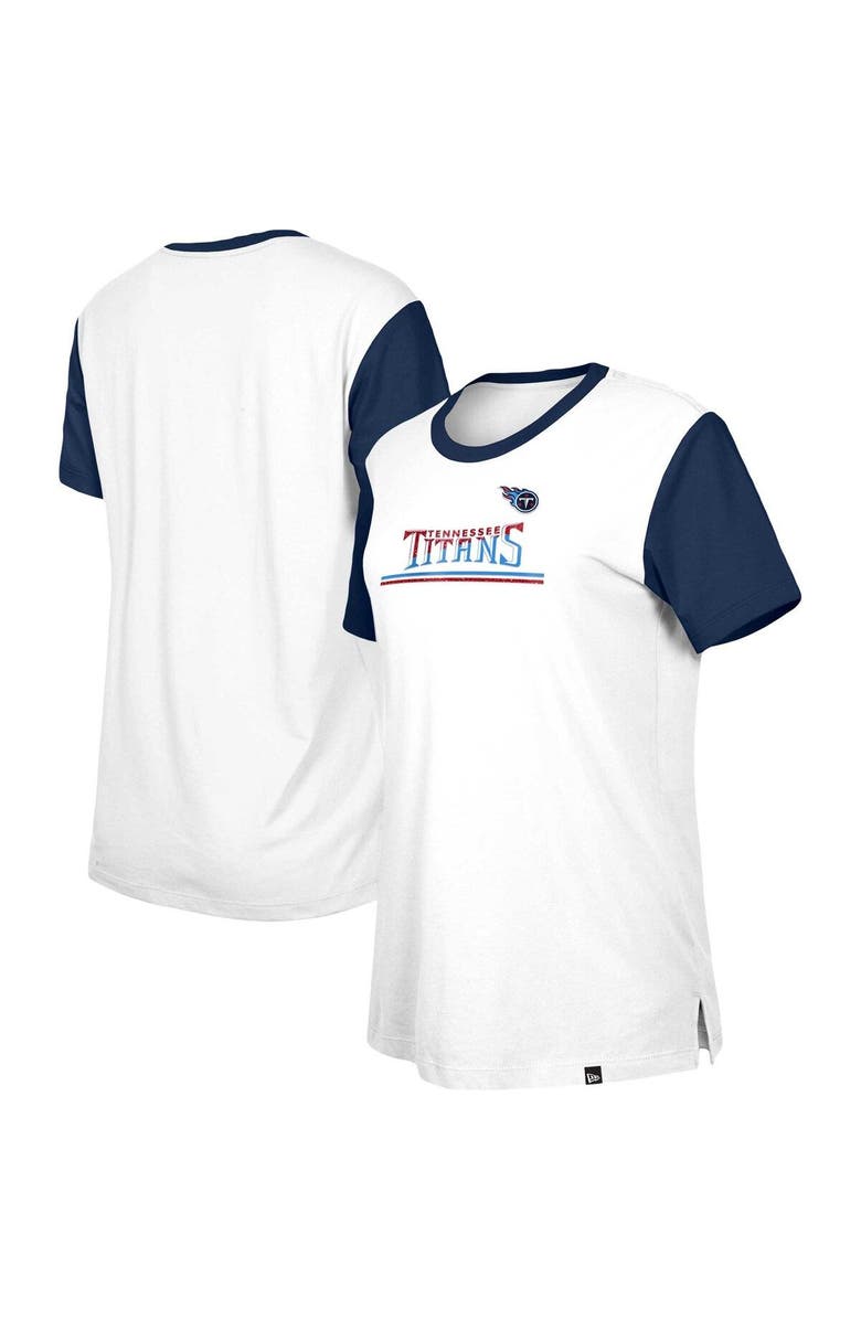 New Era Women's New Era  White/Navy Tennessee Titans Third Down Colorblock T-Shirt, Main, color, White