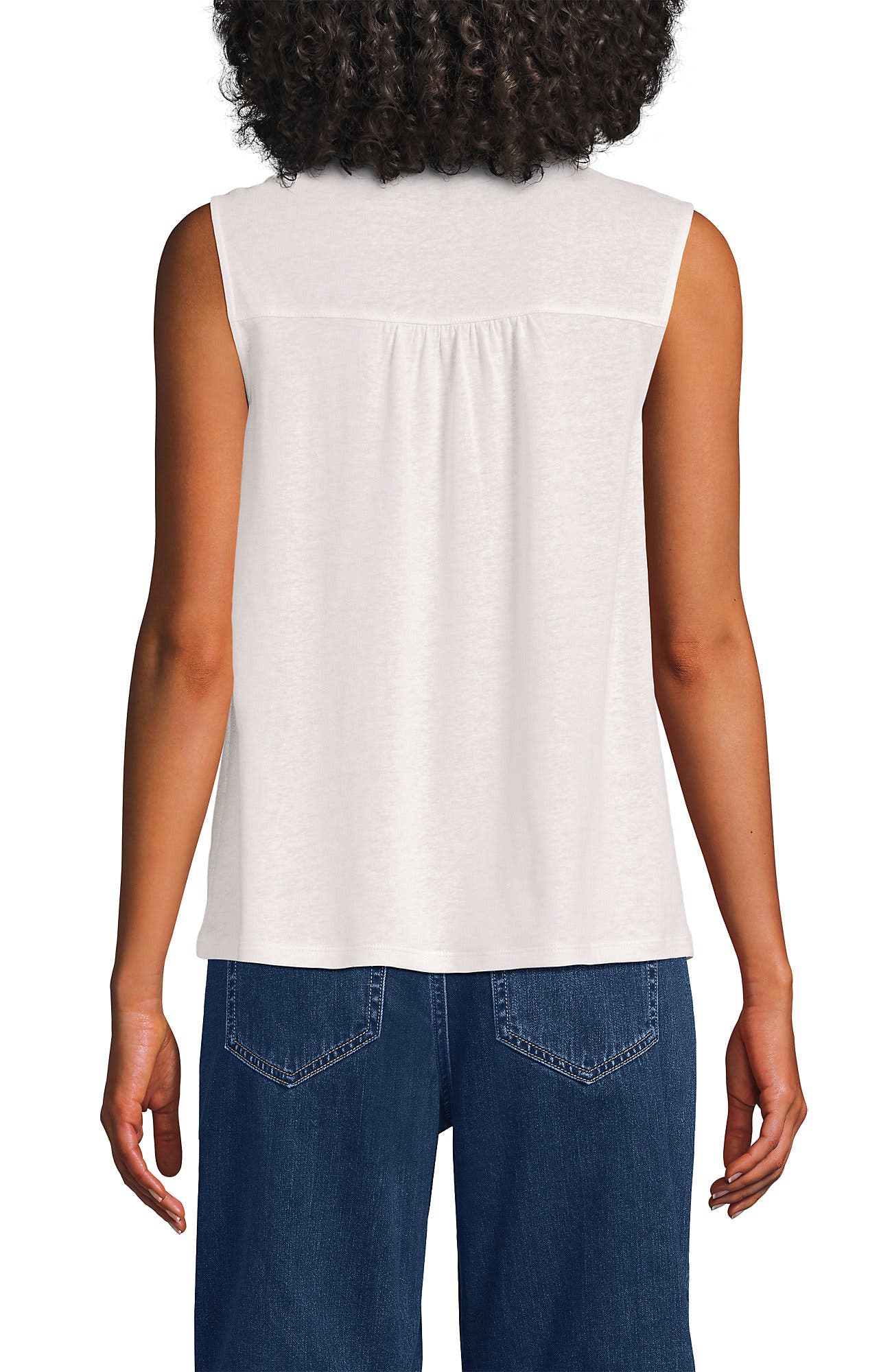 Linen Blend Ruffle Trim Tank Top - image 4