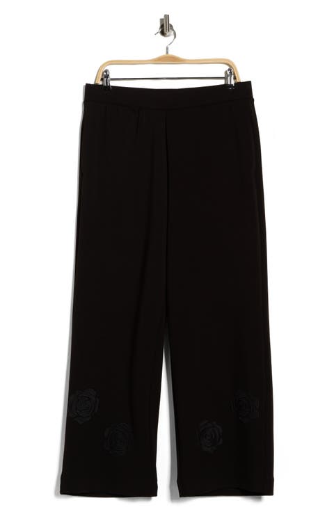 Rose Embroidered Scuba Pants (Plus)