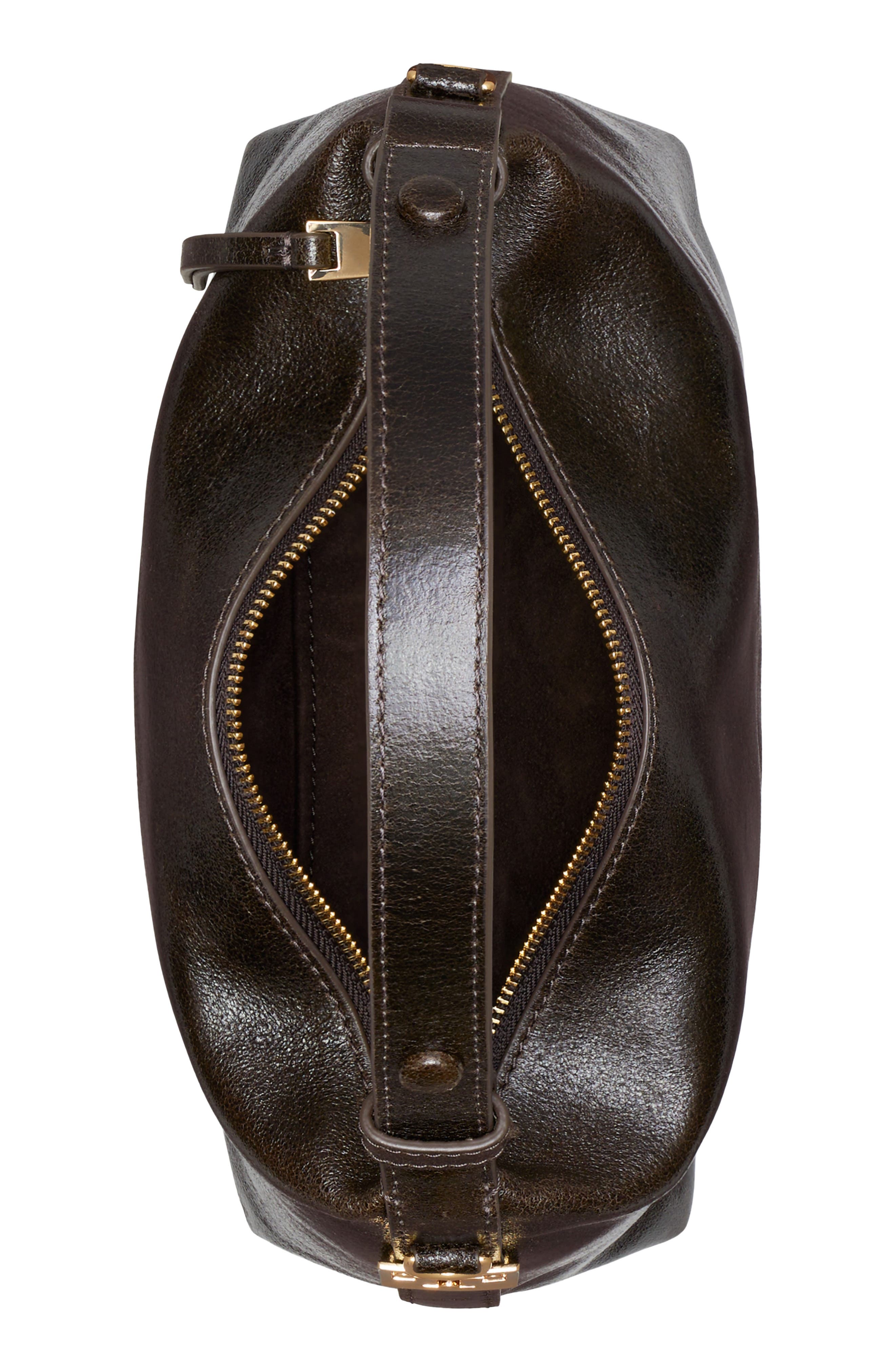 Mellow Distressed Leather Shoulder Bag, Alternate, color, DARK BROWN