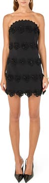 Endless Rose Floral Appliqué Sequin Strapless Minidress