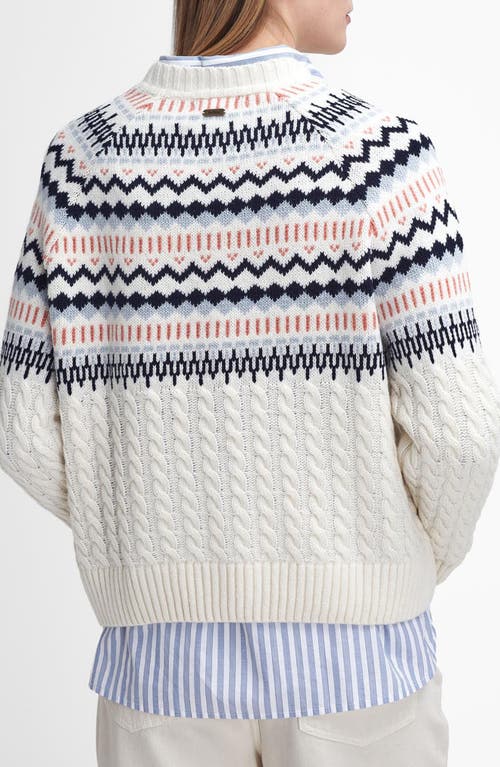 Barbour Marnie Fair Isle Wool Blend Crewneck Sweater In White