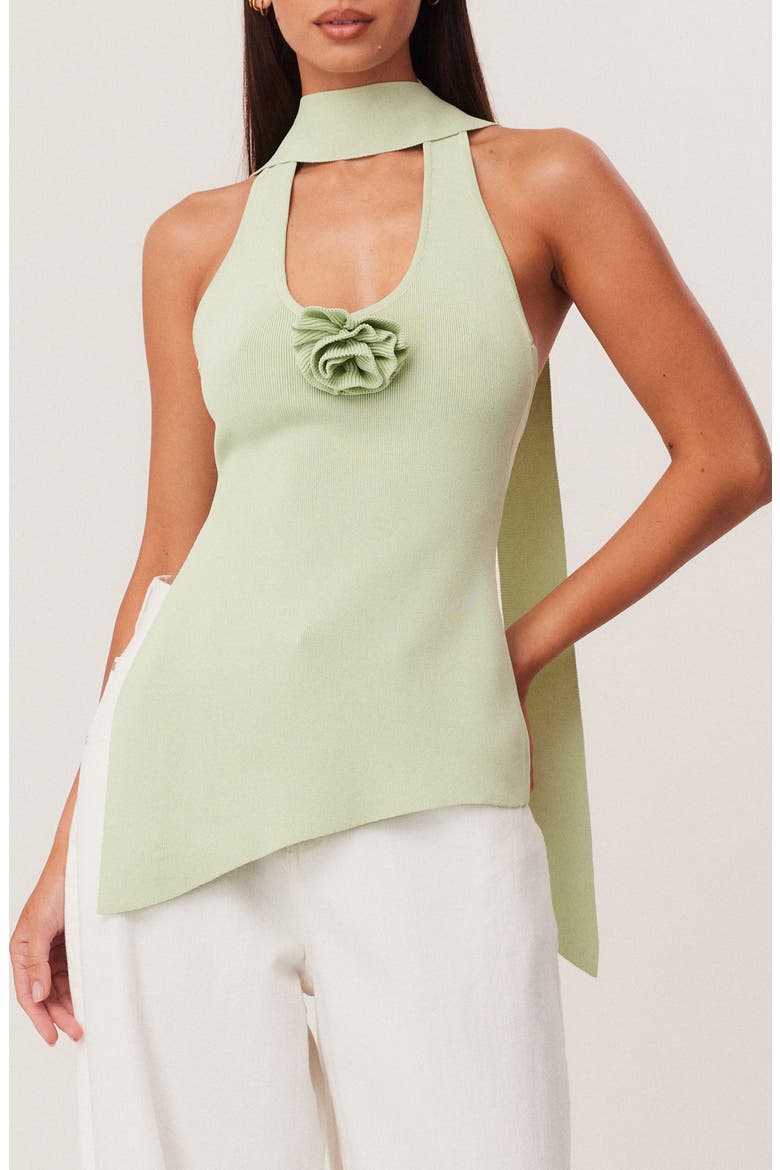 Naia Scarf Halter Sweater Tank, Main, color, MATCHA