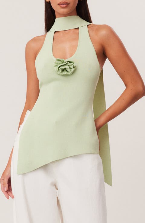 Naia Scarf Halter Sweater Tank