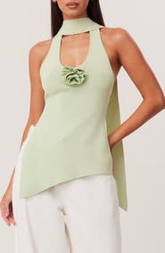 SNDYS Naia Scarf Halter Sweater Tank