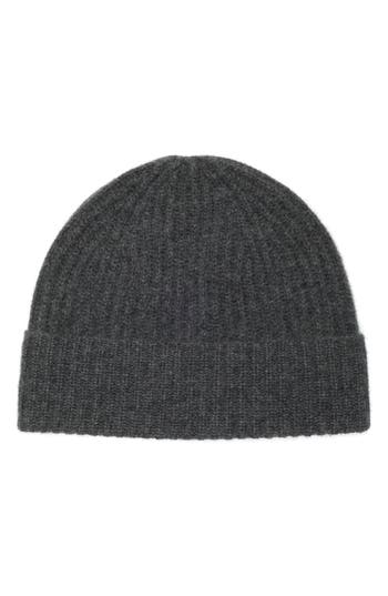 Nordstrom Rack Cashmere Ribbed Beanie In Gray
