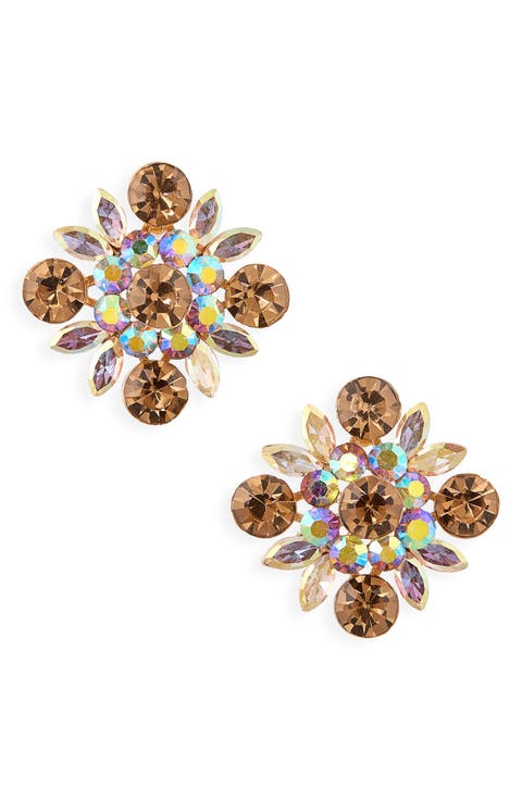Crystal Flower Stud Earrings