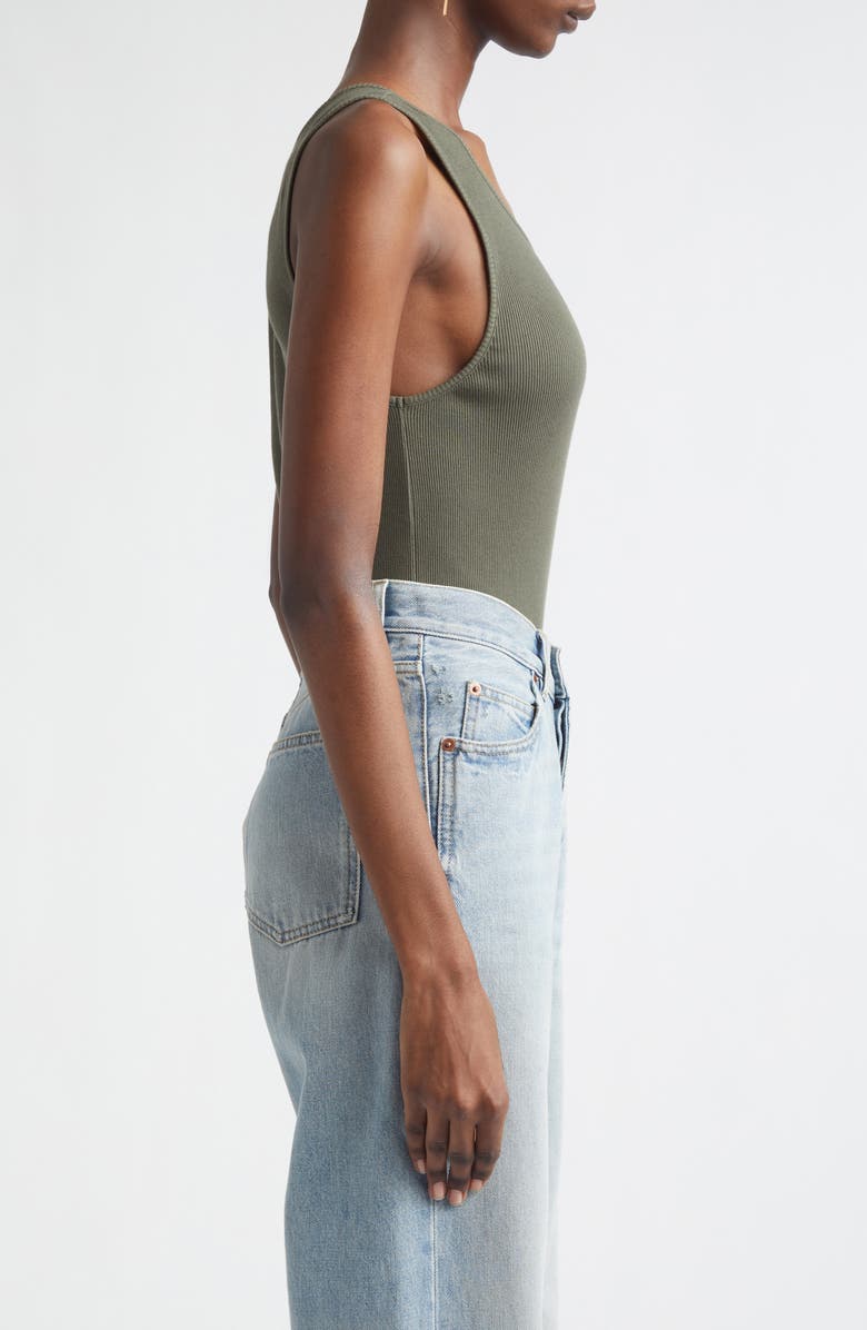 Saint Laurent Cassandre Embroidered Rib Tank, Alternate, color, Kaki Fonce