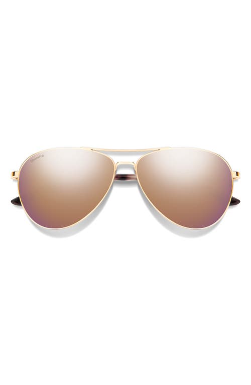 Smith Langley Ii 61mm Chromapop™ Polarized Aviator Sunglasses In Rose Gold/rose Gold Mirror