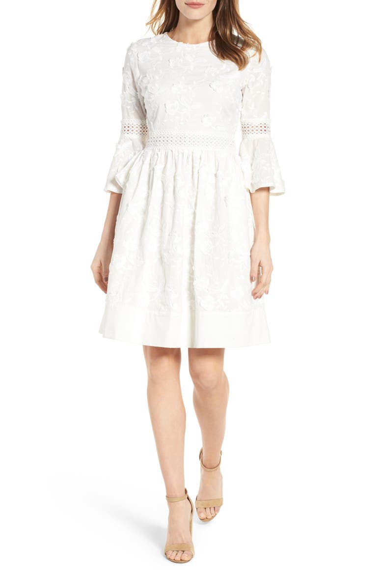 Fit & Flare Dress, Alternate, color, WHITE