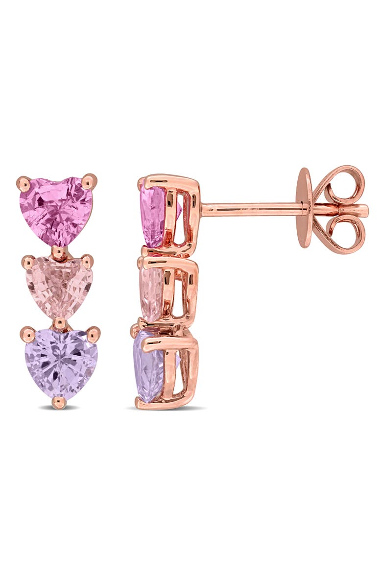 Julianna B. Multi-Color Sapphire Heart Drop Earrings 14K, Main, color, Sapphire