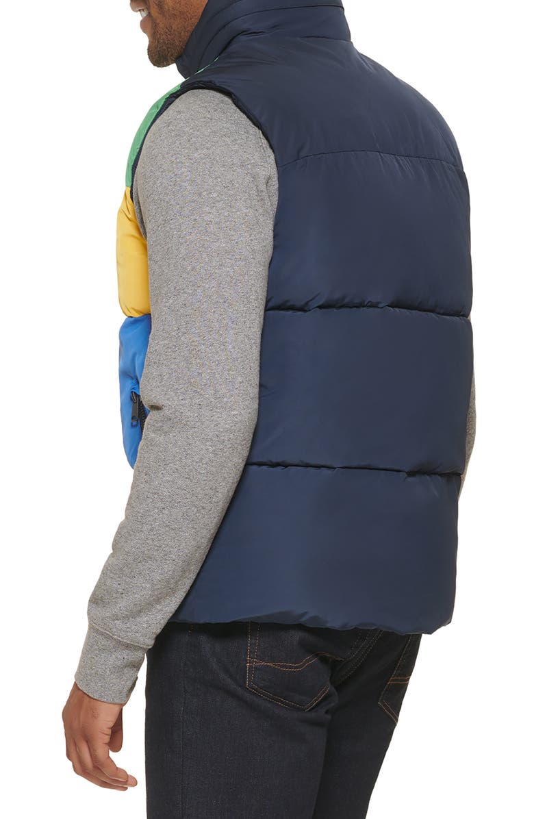 Tommy Hilfiger Water Resistant Colorblock Puffer Vest, Alternate, color, Night/ Black