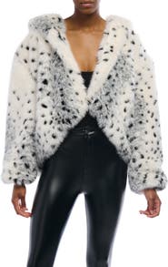 AZALEA WANG Leo Hooded Faux Fur Jacket