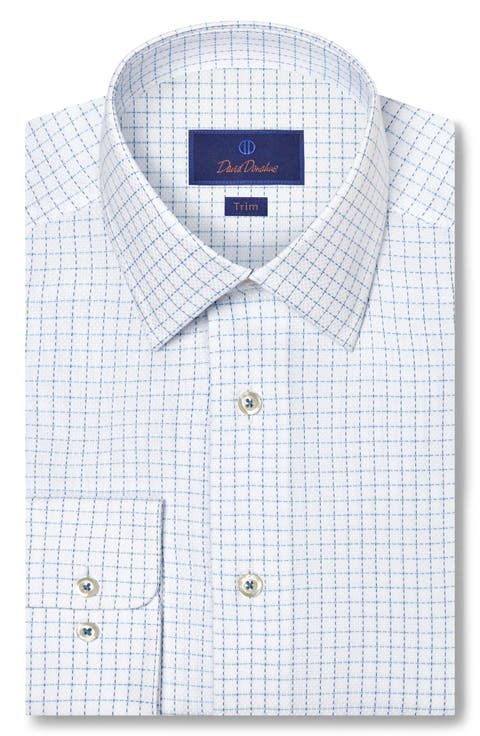 Trim Fit Dobby Check Cotton Dress Shirt