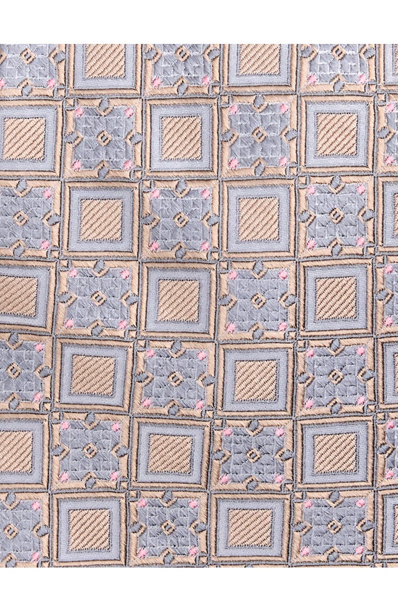 Oak Hill Premium by DXL Big & Tall Small Square Silk Tie, Alternate, color, Neutral