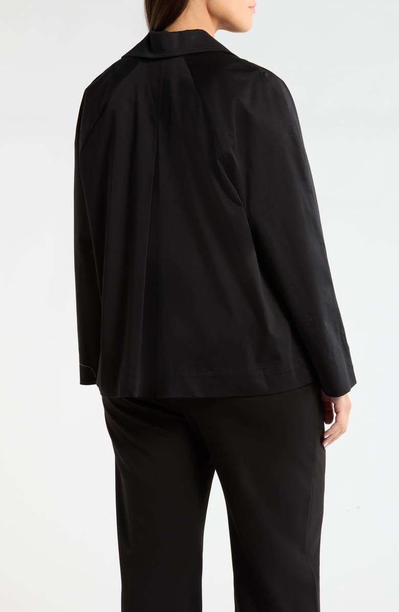 AK ANNE KLEIN Double Breasted Sateen Trench Coat, Alternate, color, Anne Black