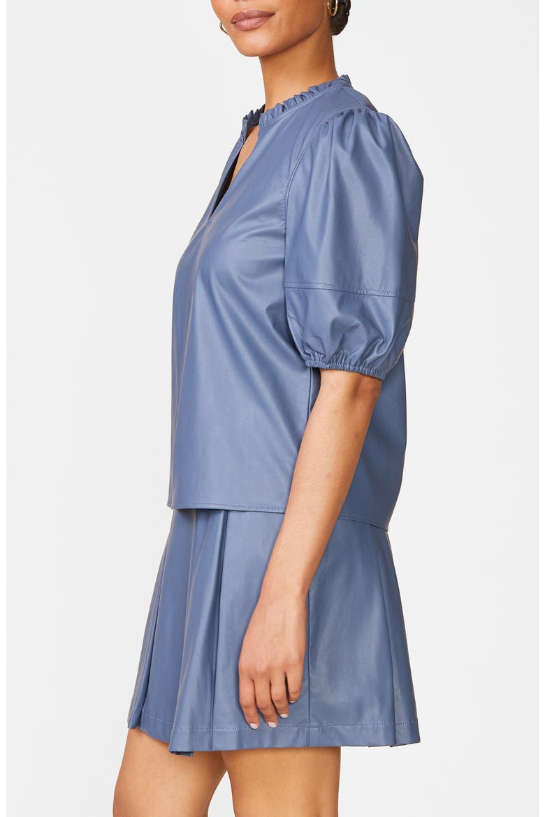 Kacey Faux Leather Top, Alternate, color, BLUE GREY
