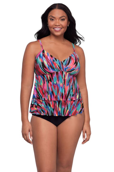 Leona V-Neckline Plus Size Tankini Swimsuit Top