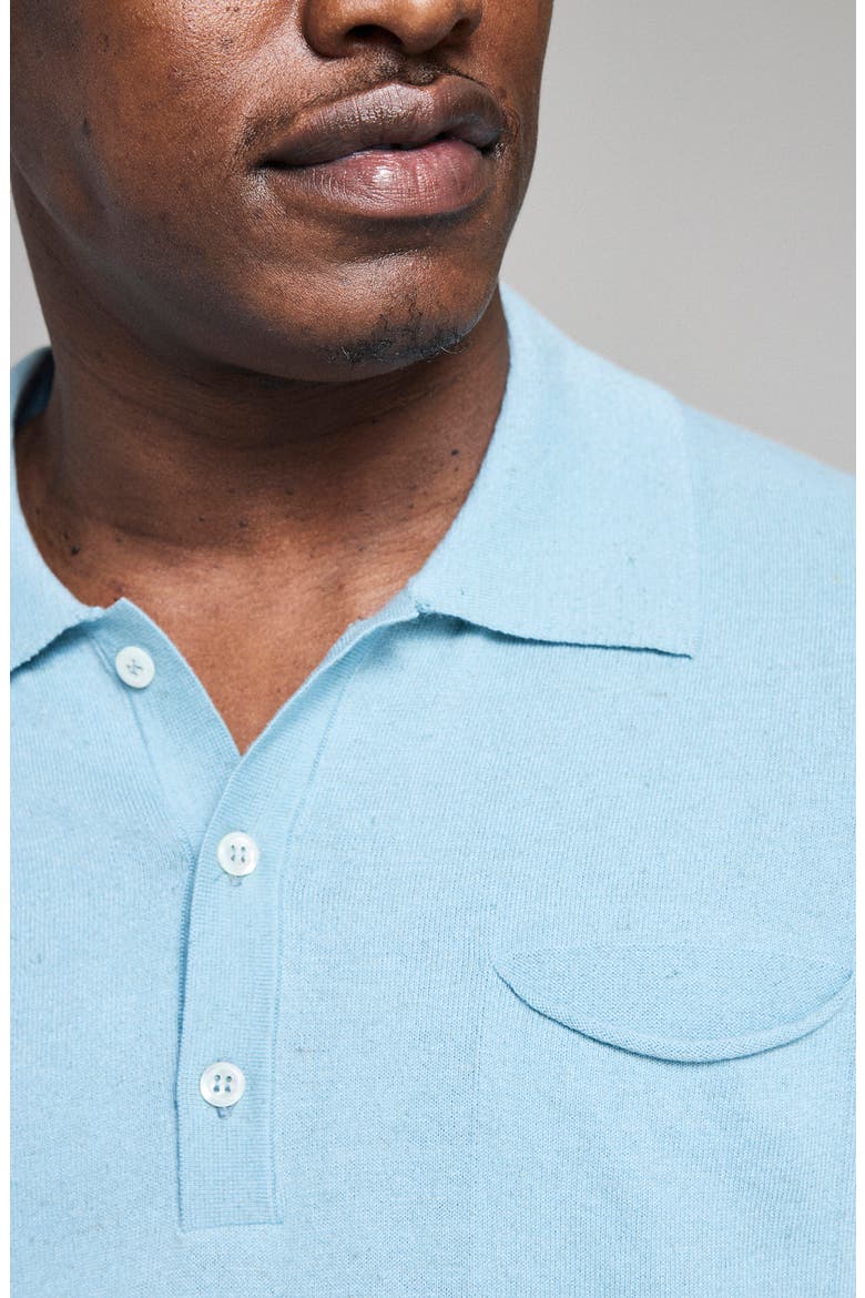 Cotton & Linen Blend Polo, Alternate, color, SKY BLUE