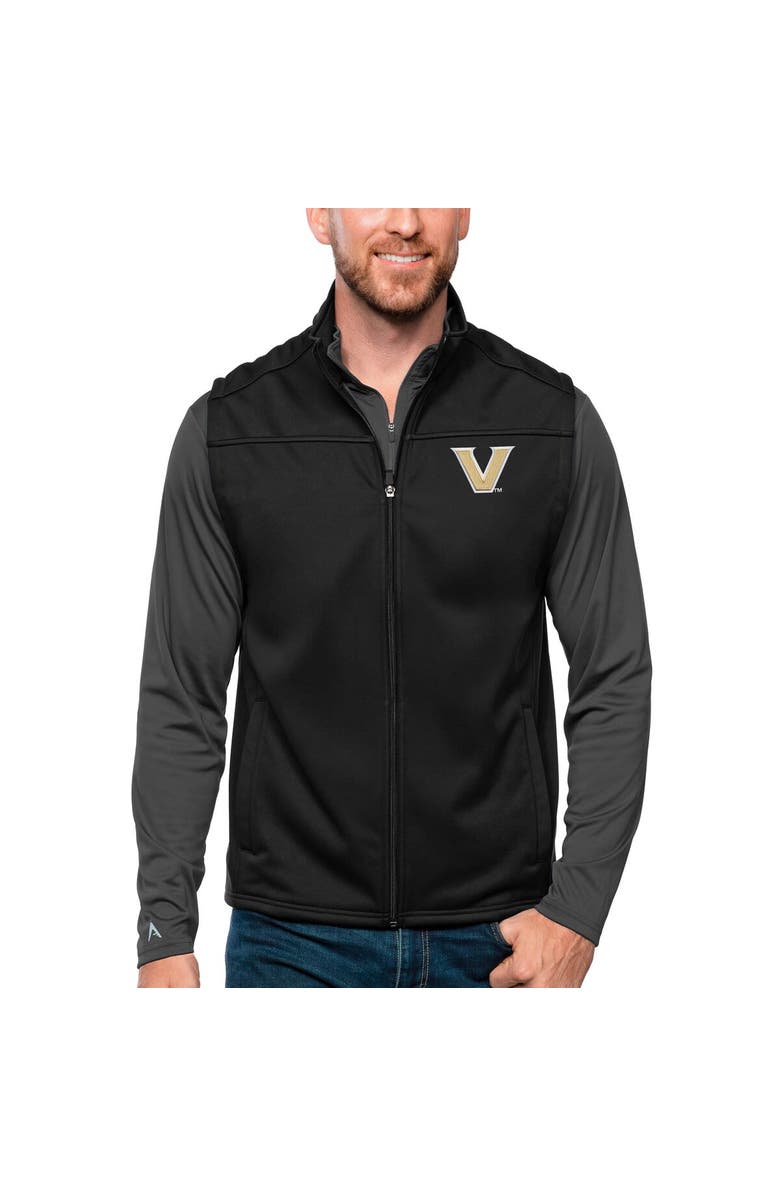 ANTIGUA Men's Antigua Black Vanderbilt Commodores Links Full-Zip Golf Vest, Main, color, 