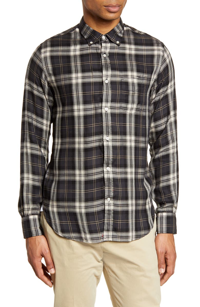 Officine Générale Plaid Button-Down Shirt, Main, color, 