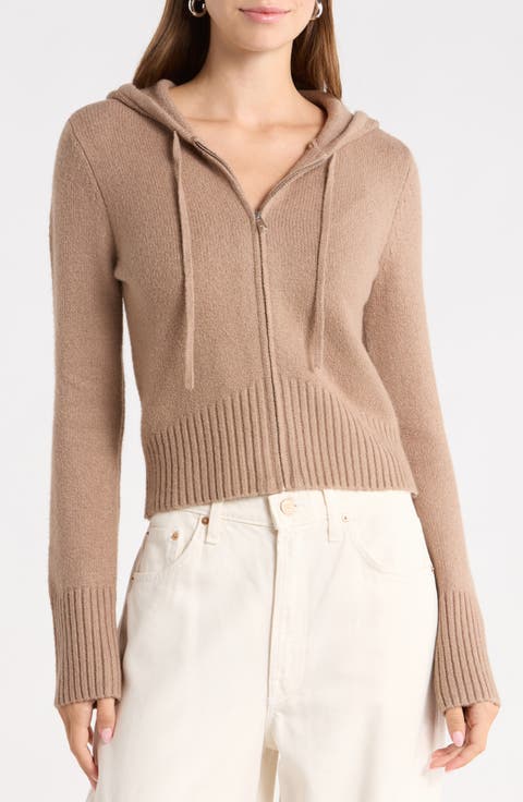 Zip Front Knit Hoodie