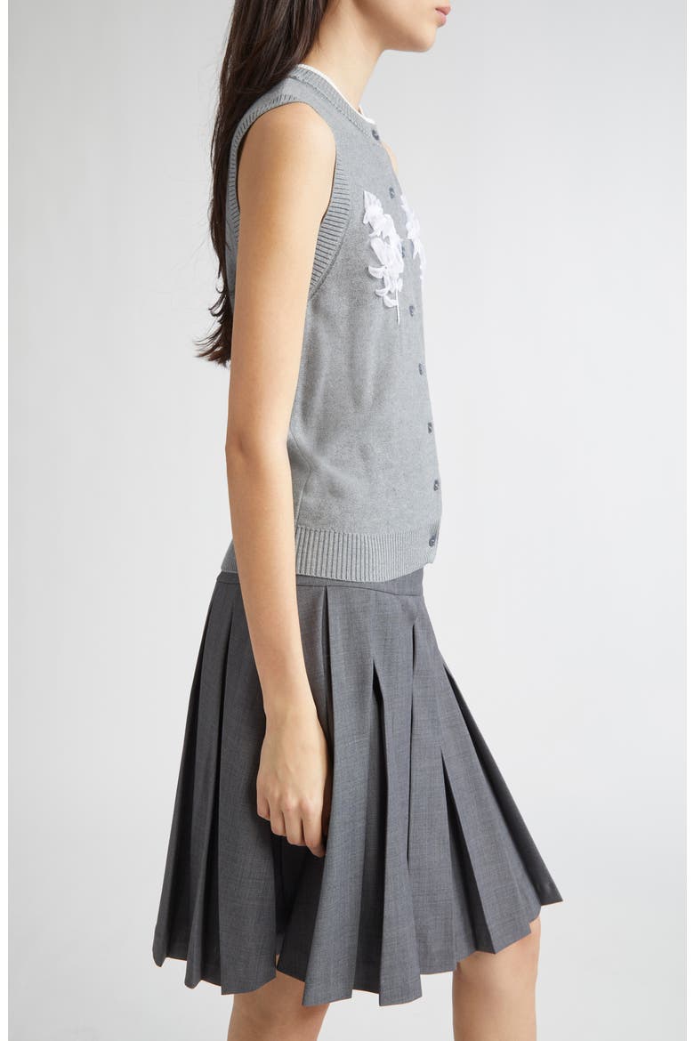 Floral Appliqué Silk & Cashmere Cardigan, Alternate, color, GREY