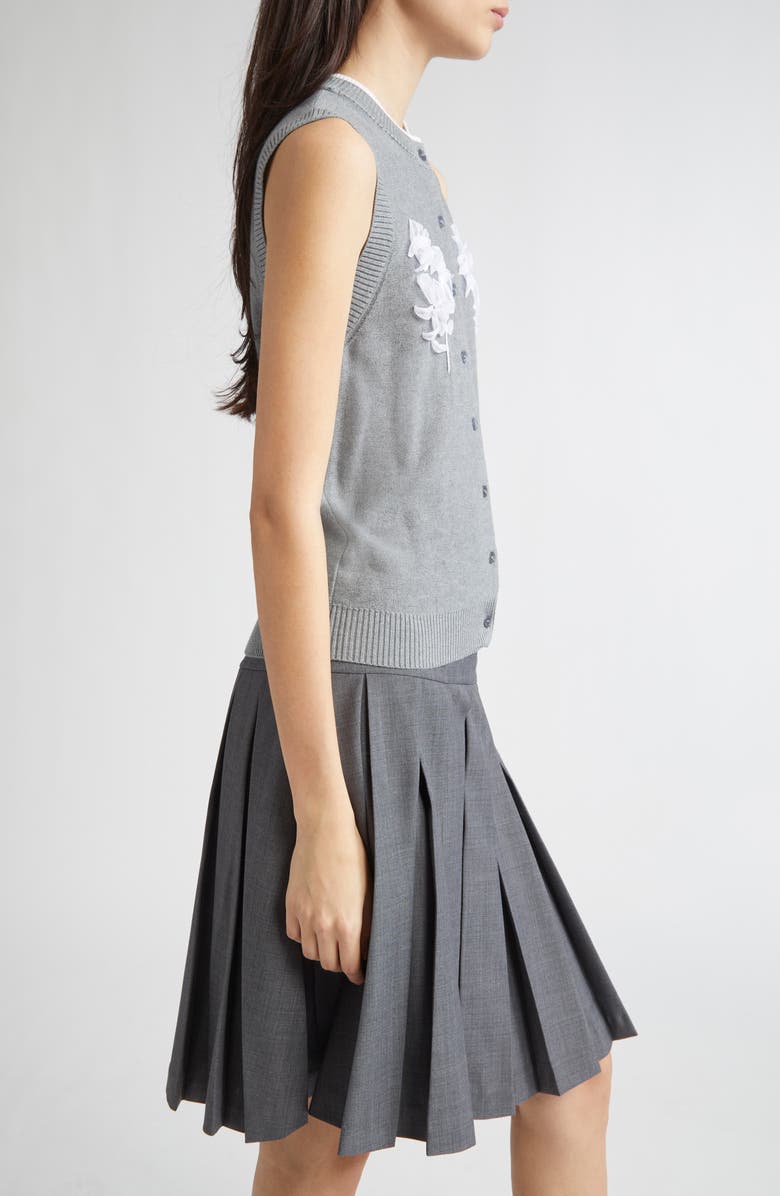 Shushu/Tong Floral Appliqué Silk & Cashmere Cardigan, Alternate, color,