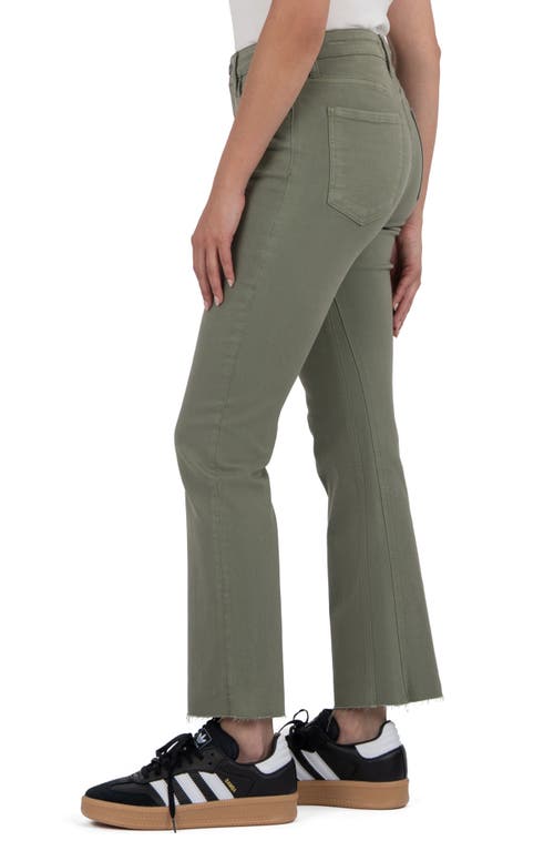 Kut From The Kloth Kelsey Fab Ab Frayed High Waist Ankle Flare Jeans In Green