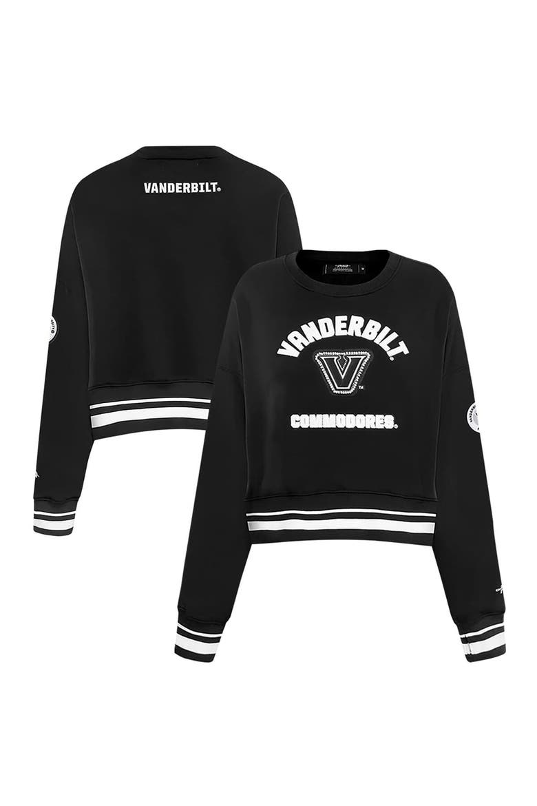 Women's Pro Standard  Black Vanderbilt Commodores Pearl Cropped Pullover Sweatshirt, Main, color, Black
