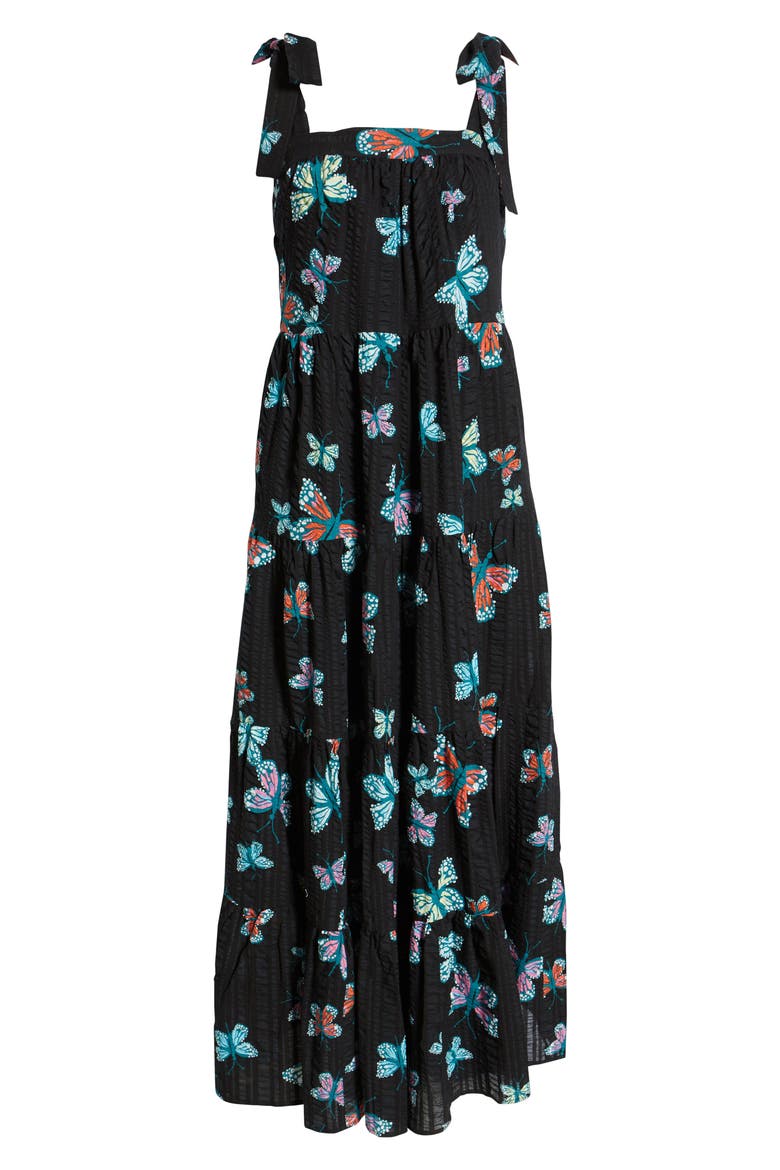 Cristina Martinez Print Tiered Sundress, Alternate, color, BLACK BUTTERFLY BEAUTY