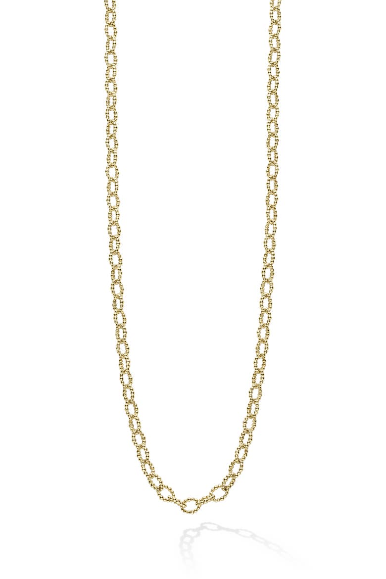 Signature Caviar Beaded Link Necklace, Main, color, GOLD