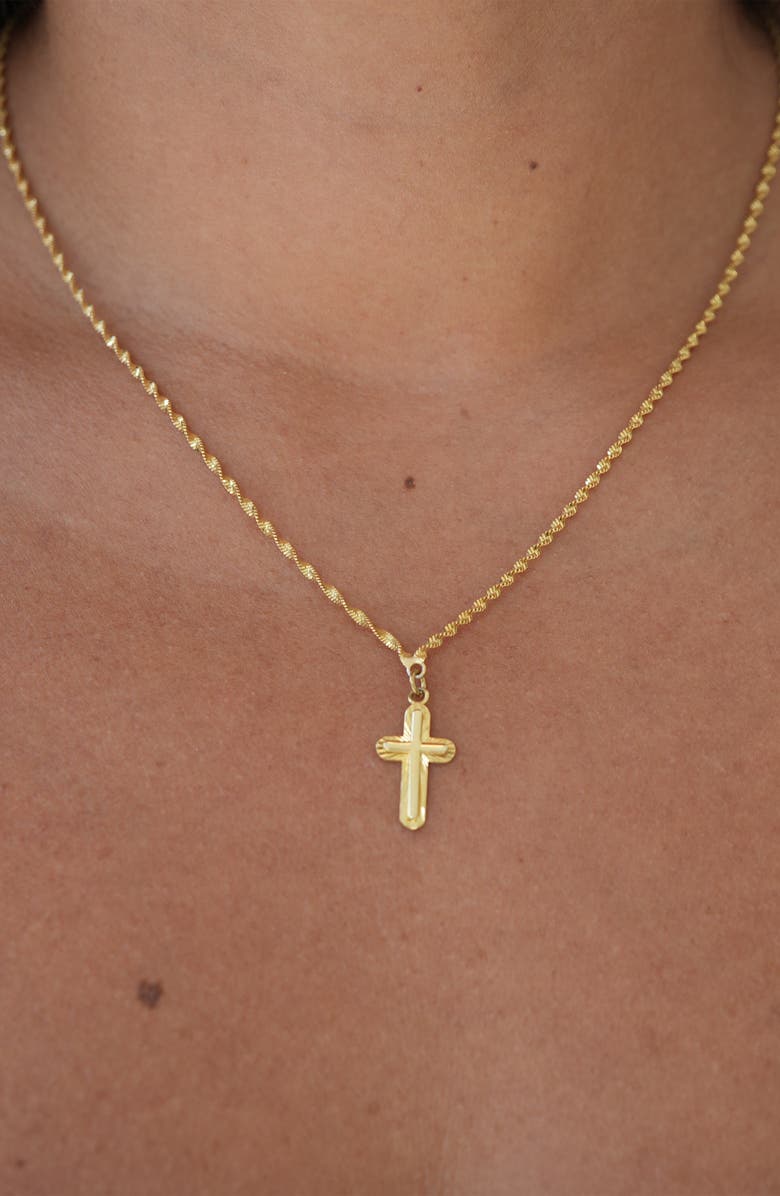 ARGENTO VIVO Diamond Cut Cross Pendant Necklace, Alternate, color, Gold